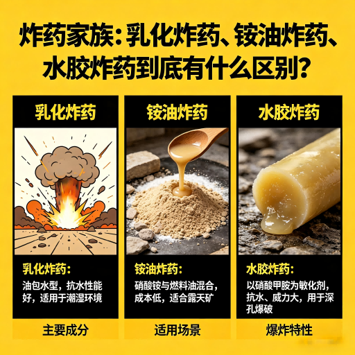 安达炸药家族:乳化炸药、铵油炸药、水胶炸药到底有什么区别?